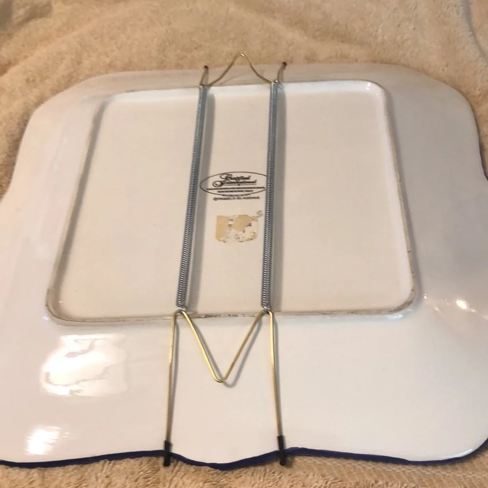 Certified International Pamela Gladding Blue Rooster Square 13.5” Platter